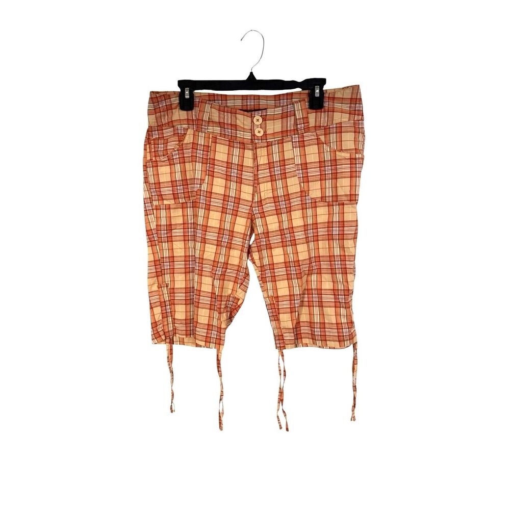 Y2K Orange Plaid Shorts Juniors 15/16 Bermuda DG Skate Street wear Lightweight